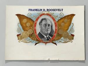 Vintage FRANKLIN D ROOSEVELT Cigar Box Label Tobacco VG 6 1/4" x 9" - Picture 1 of 2