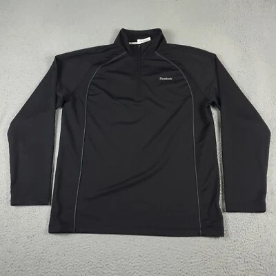 Camiseta Reebok Para Hombre Talla Mediana Negra Activa 1/4 Cremallera Pullover Manga Larga Foto 1 de 4