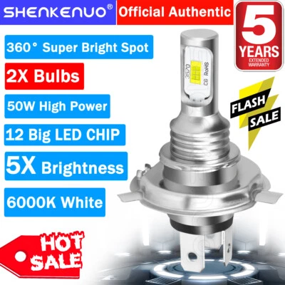 For Kawasaki Vulcan EN500 VN700/A VN750 VN800 VN900 2X H4 LED Headlight Bulbs US - Image 1 of 4