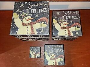 Stacked Boxes Season"s Greetings Themed Art Set 4 Bob's Boxes Frosty the Snowman