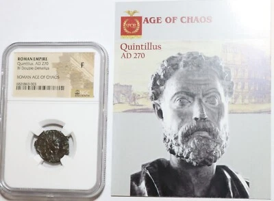 RARA MONEDA ANTIGUA QUINTILLUS EMPERADOR ROMANO ANUNCIO 270 NGC CERTIFICADO DE AUTENTICIDAD FINO #2209 Foto 1 de 2