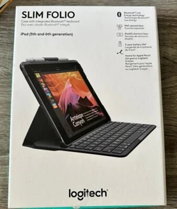 Logitech Slim Folio iPad 9.7' Keyboard Case for 5th and 6th Gen Bluetooth “New” - Picture 1 of 3