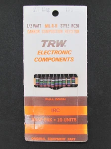 4.7 Ohm to 18M Ohm - 1/2W 10% - Carbon Comp Resistors - TRW & IRC Brand *NOS* - Picture 1 of 31