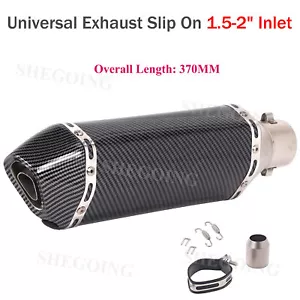 Universal Motorcycle Exhaust 51mm Slip On Muffler Pipe Carbon Fiber Painted - Foto 1 di 4
