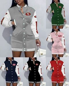 San Francisco 49ers Varsity Jacket Dress Button Basic Casual Jacket Outwear