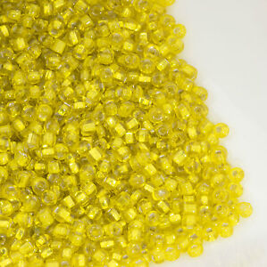 Vintage Czech Seed Beads Round 11/0 Silver Lined Yellow 20g 10644053