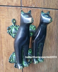 Cat Shape Vintage Antique Style Handmade Brass Door Handles Set Home Decor Gift - Picture 1 of 4