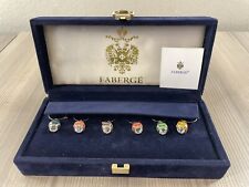 Faberge Imperial Enamel Egg Wine Charms Set Of 6 In Velvet Box