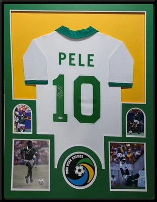 Jersey Personalizado Estilo Profesional Pelé New York Cosmos Enmarcado BAS Autenticado Foto 1 de 4