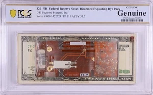 Exploding Dye Pack Disarmed $20 Notes PCGS Genuine 3SI Security Systems (724) - Picture 1 of 2