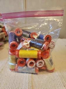 New - SEWING THREAD LOT- Quart Bag Of Small Spools-Aurifil Cotton 50wt Assorted  - Picture 1 of 4