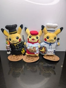 Pokemon Cafe Limited Plush Doll Pikachu Chef Pastry Chef Waitress set of 3 - Picture 1 of 7