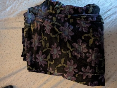 TC LuLaRoe Leggings Negros Florales Púrpura Azul Flores Alto Curvilíneo Foto 1 de 2
