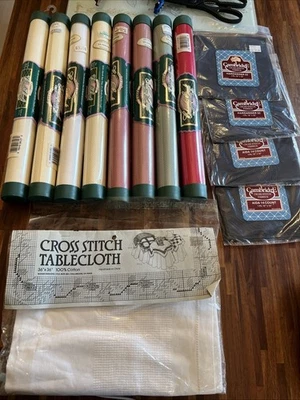 Counted Cross Stitch Aida Cloth Tubes 15"x18" Charles Craft Tablecloth PLUS LOT - Image 1 of 4
