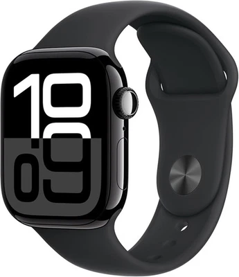 Apple Watch Series 10 42MM Jet Black Aluminum Black Sport Band (GPS + Cellular)