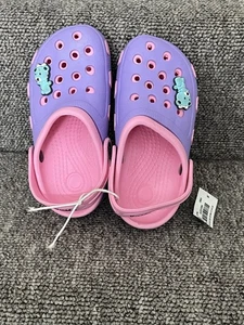 Ciabatte da bambina in schiuma Crocs zoccoli charm - design colore viola e rosa taglia 31 - Foto 1 di 6