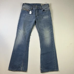Diesel Jeans Uomo 29x30 (Adatto 30x29) Blu Zathan Bootcut Denim Italia Cowboy West - Foto 1 di 10