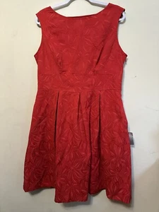 Adrianna Papell ärmellos Box Plissee Cutout im Rücken Partykleid Gr. 16 rot - Bild 1 von 7