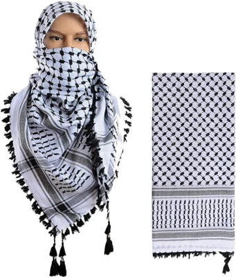 Keffiyeh Bufanda Palestina Shemagh Original Árabe Kufiya Blanco Nuevo Negro Foto 1 de 3