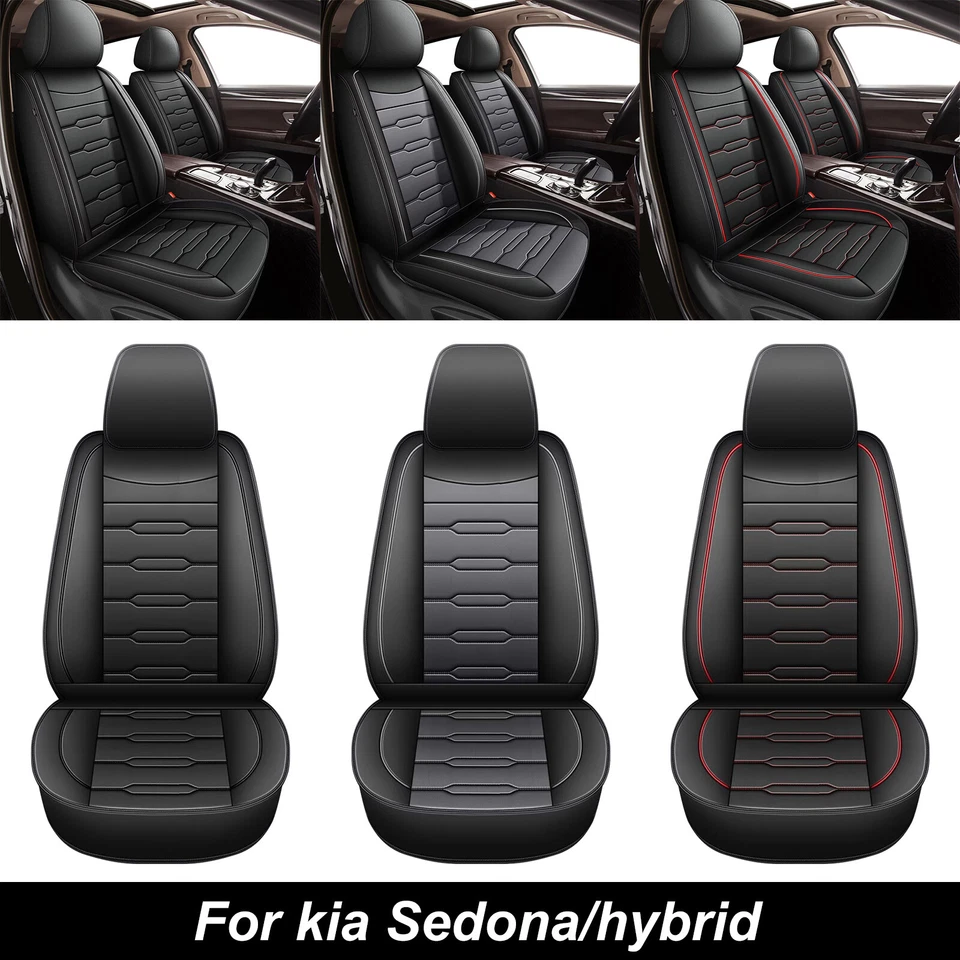 Car Front 2 Seat Covers Cushion For Kia Sedona/hybrid 2015-2021 Black/Red/Gray Foto 1 de 1