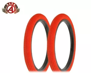2 ALTA PERFORMANCE BICYCLE WIRE BEAD TIRE 18" X 1.95 RED BMX/FREESTYLE TREAD. - Picture 1 of 1