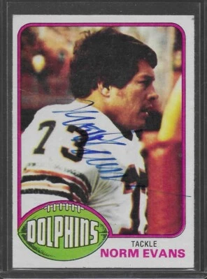 1976 Topps Norm Evans #492 Miami Dolphins Signed Autographed Card - Image 1 of 2