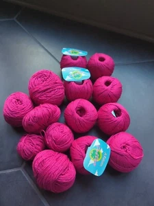 Set Of 10 Full & Partials Patons Cotton DK Yarn Balls 50 gr 116 Yds Ea Hot Pink - Picture 1 of 8