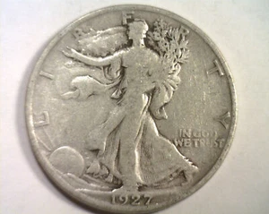 1927-S WALKING LIBERTY HALF VERY GOOD VG NICE ORIGINAL COIN BOBS COINS FAST SHIP - Picture 1 of 2