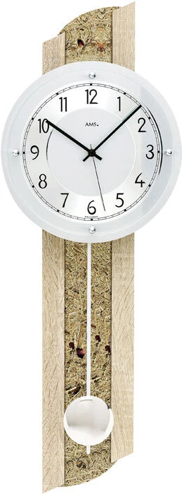 AMS 5326 moderne Pendeluhr mit Almheu-Einlage Pendeluhren Holzuhren Wanduhr - Bild 1 von 1