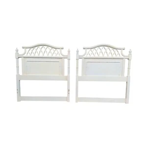 Thomasville Allegro Pagoda Hollywood Regency Faux Bamboo Twin Headboards - Picture 1 of 11