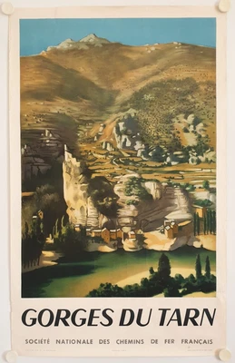Affiche Tourisme SNCF - GORGES DU TARN 1955 GEORGES ROHNER Imp. Perceval - Photo 1/4