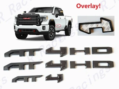 Черная глянцевая накладка на заднюю дверь с эмблемой AT4 HD подходит для GMC Canyon Sierra 2500HD 3500HD - Изображение 1 из 4