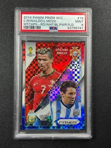 LIONEL MESSI CRISTIANO RONALDO PSA 9 2014 PRIZM MATCHUPS 19 RED WHITE BLUE POWER - Picture 1 of 2