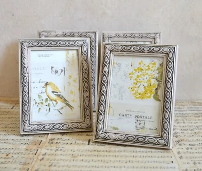 Vintage Set of 4 Ornate Photo Frames, Hand Painted In Beige, Wall & Freestanding - Image 1 of 4