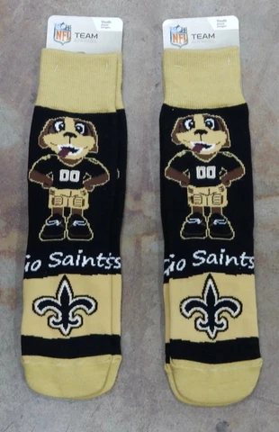 2 Pack NFL New Orleans Saints Socks Gift Mascot Mad Who Dat Mascot Youth Sizes Cover