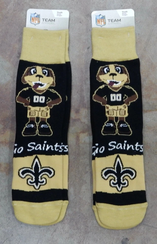 Paquete de 2 calcetines NFL New Orleans Saints regalo mascota Mad Who Dat mascota tallas juveniles Foto 1 de 1
