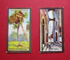 S.C.W.S. PAIR SCARCE 1924 TRADE CARDS  DWELLINGS OF ALL NATIONS   No's  5 & 21