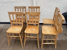 Antique Large Country Kitchen French Dining Table With 6 Original Chapel Chairs
