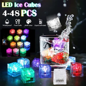 48x Light Up Ice Cubes Color Changing Led Ice Cubes for Drinks Glow in the Dark - Picture 1 of 30