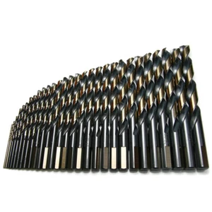 Drillforce 1/16"-1/2" Black Gold Drill Bit Set HSS Jobber Length Twist Drill Bit - Picture 1 of 36