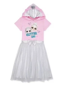 L.O.L. Surprise! Girls "Glitter On" Hooded Cosplay Tutu Dress Size L 10/12 - Picture 1 of 12