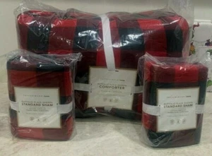 Pottery Barn Teen Buffalo Plaid Christmas FULL QUEEN comforter sham SHERPA bryce - Picture 1 of 2