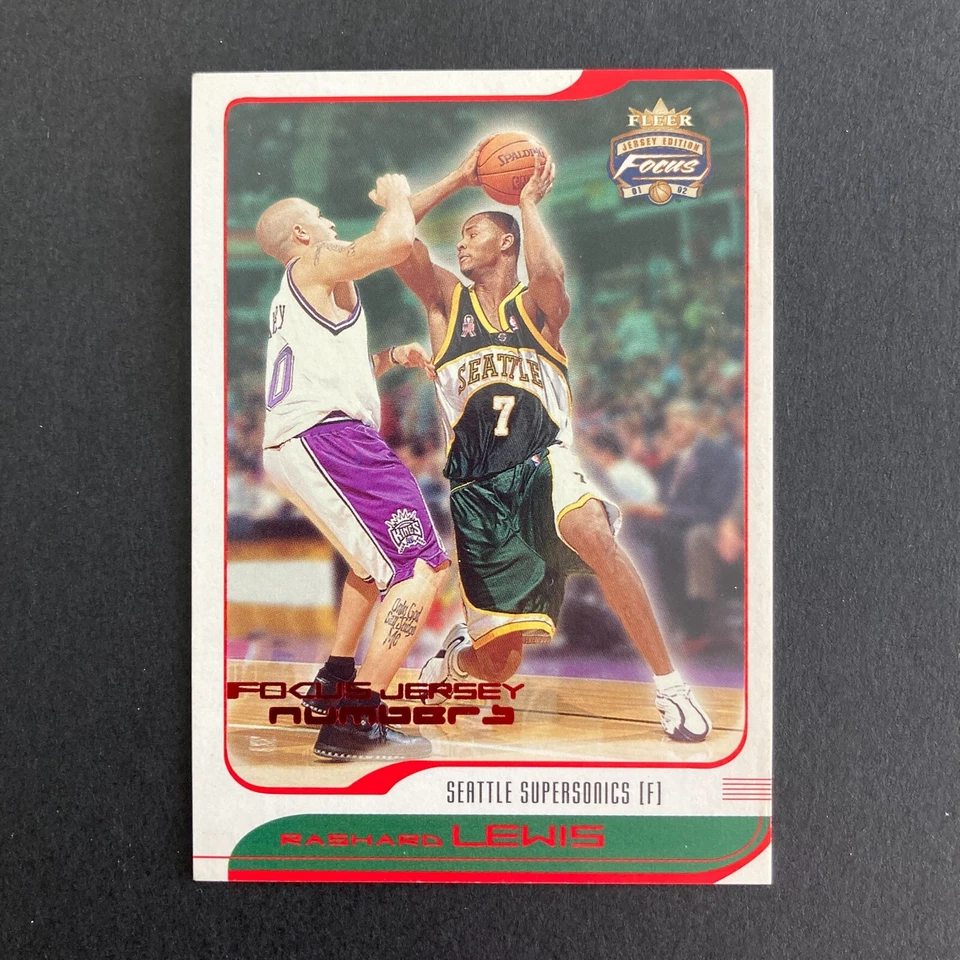 Rashard Lewis 2001-02 Fleer Focus Jersey Edition Numbers /10 Card #71 Sonics Vtg - Image 1 of 4