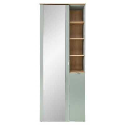 Garderobenschrank Flurschrank mit Tür Spiegel Artisan Eiche Dekor Schilfgrün - Bild 1 von 2