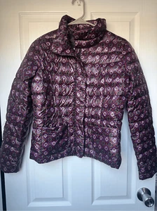 Abrigo acolchado Lands' End XS para mujer púrpura floral plumas invierno nieve esquí - Imagen 1 de 5