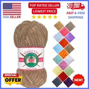 Chenille Velvet Yarn,Chunky Knitting&Crochet 100g,Soft Amigurumi&Baby Blanket - Picture 1 of 7