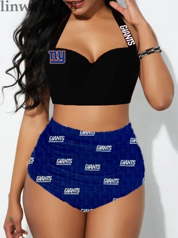 New York Giants Swimsuit High Waist Bikini Set Swimwear Bathing Wear Beachwear Cover