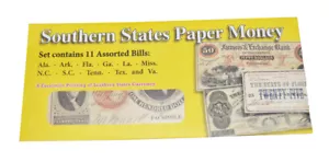 Amerikanischer Bürgerkrieg Replik 11 x Konföderierte Südstaaten Papier Geld Währung - Bild 1 von 4