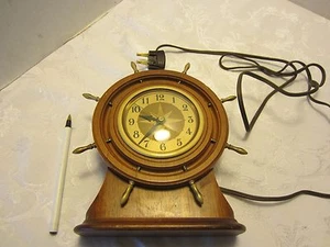 OROLOGIO vintage legno SETH THOMAS OROLOGIO NAUTICO NAVI RUOTA mogano anni 30 8" T - Foto 1 di 7