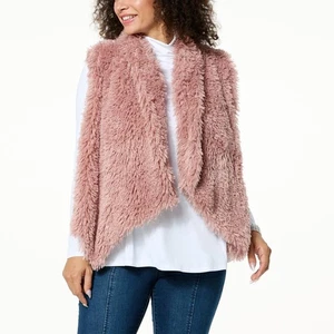 none Collection Faux Fur Vest Rose XL New - Picture 1 of 2
